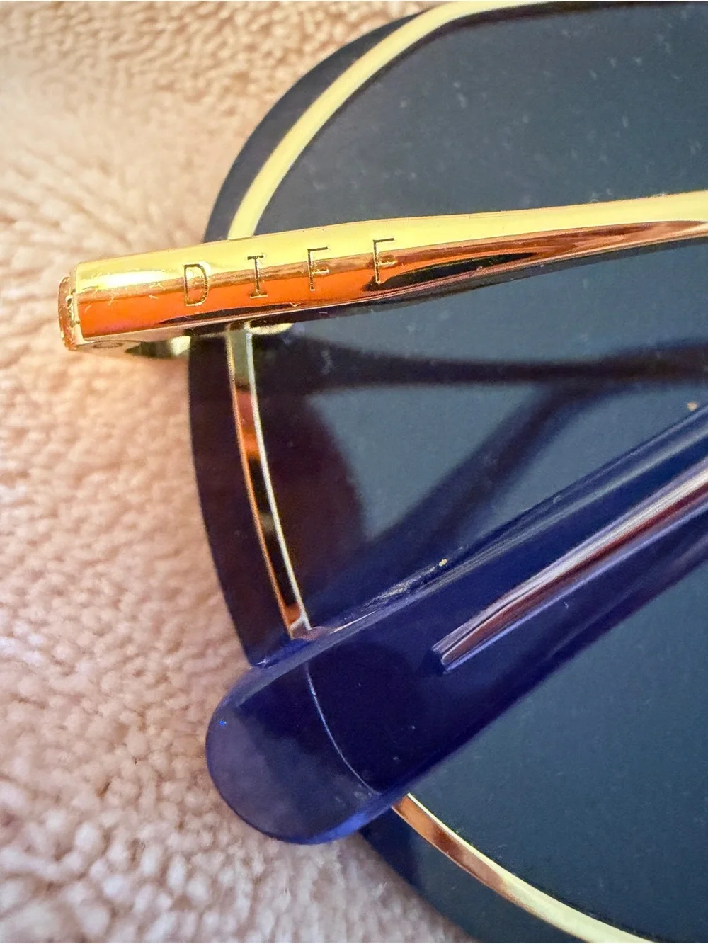 Diff Eyewear Gold Frame Sunglasses with Black Lenses